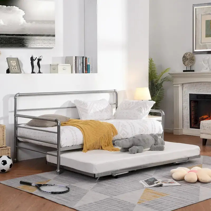 Twin Size Daybed with Adjustable Trundle