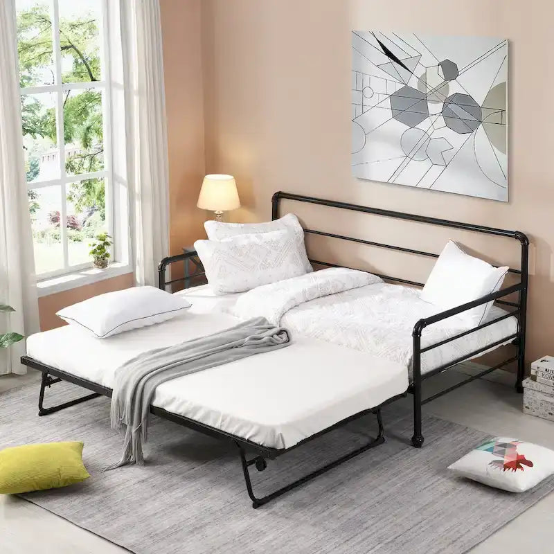 Twin Size Daybed with Adjustable Trundle