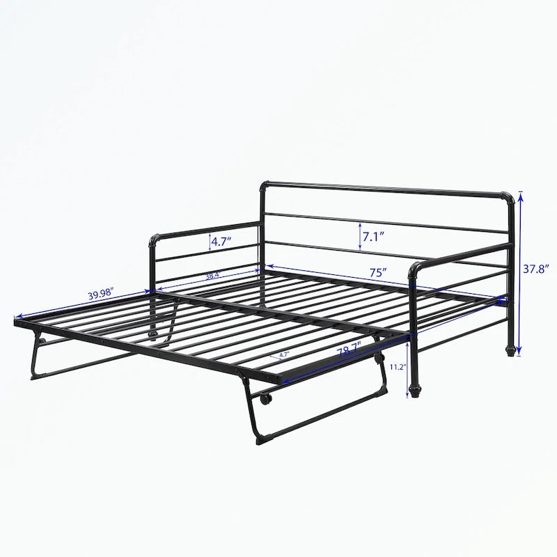 Twin Size Daybed with Adjustable Trundle