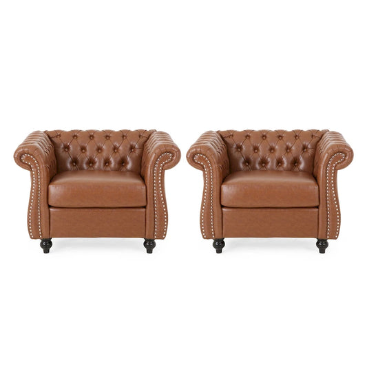 Silverdale Traditional Chesterfield Club Chairs (Set of 2) by Christopher Knight Home