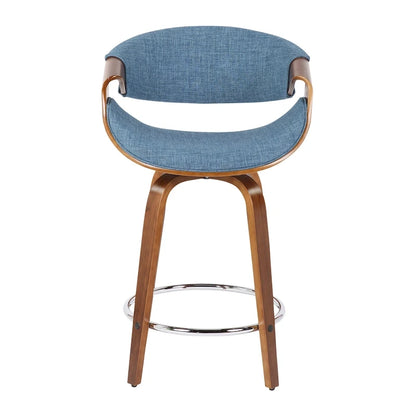 Carson Carrington Sauda 24 Fixed-Height Counter Stools with Bent Wood Legs & Round Footrest (Set of 2)