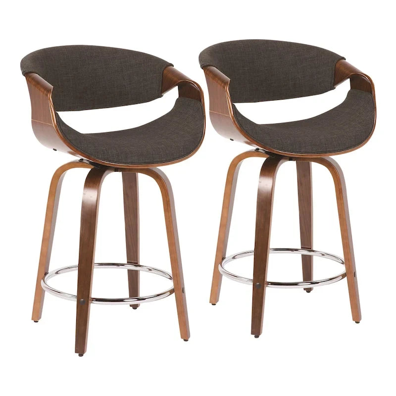 Carson Carrington Sauda 24 Fixed-Height Counter Stools with Bent Wood Legs & Round Footrest (Set of 2)