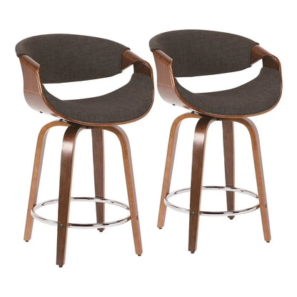 Carson Carrington Sauda 24 Fixed-Height Counter Stools with Bent Wood Legs & Round Footrest (Set of 2)