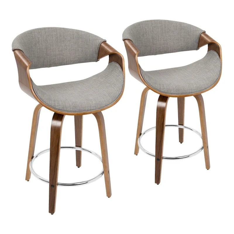 Carson Carrington Sauda 24 Fixed-Height Counter Stools with Bent Wood Legs & Round Footrest (Set of 2)