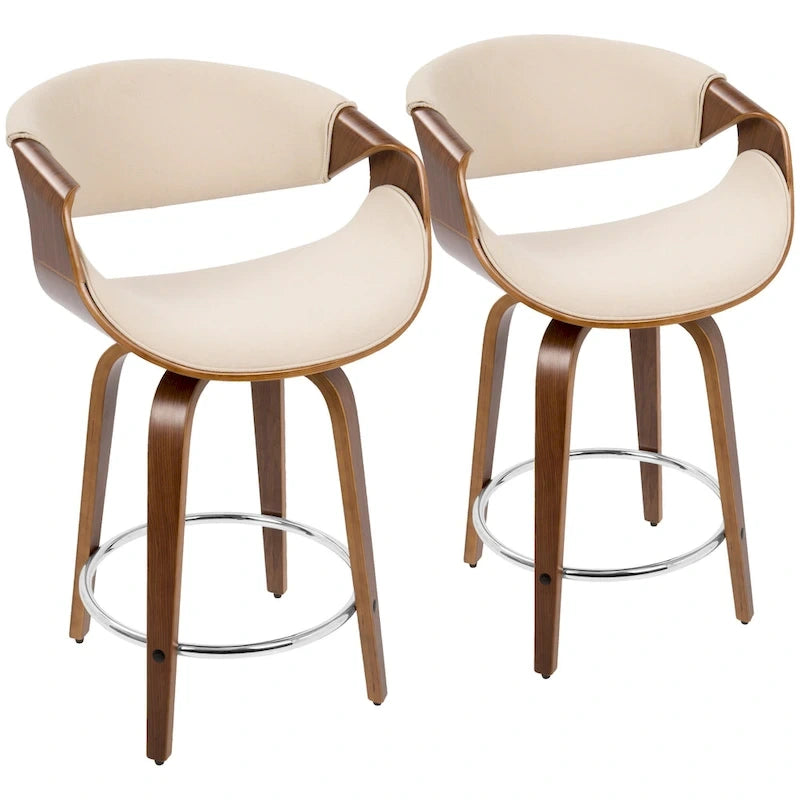 Carson Carrington Sauda 24 Fixed-Height Counter Stools with Bent Wood Legs & Round Footrest (Set of 2)