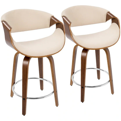 Carson Carrington Sauda 24 Fixed-Height Counter Stools with Bent Wood Legs & Round Footrest (Set of 2)