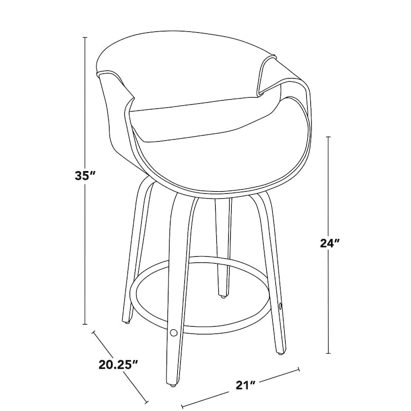 Carson Carrington Sauda 24 Fixed-Height Counter Stools with Bent Wood Legs & Round Footrest (Set of 2)