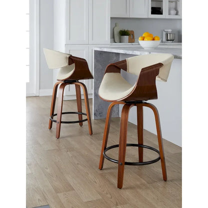 Carson Carrington Sauda 24 Fixed-Height Counter Stools with Bent Wood Legs & Round Footrest (Set of 2)