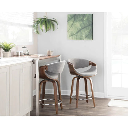 Carson Carrington Sauda 24 Fixed-Height Counter Stools with Bent Wood Legs & Round Footrest (Set of 2)