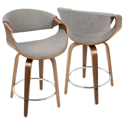 Carson Carrington Sauda 24 Fixed-Height Counter Stools with Bent Wood Legs & Round Footrest (Set of 2)