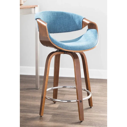 Carson Carrington Sauda 24 Fixed-Height Counter Stools with Bent Wood Legs & Round Footrest (Set of 2)