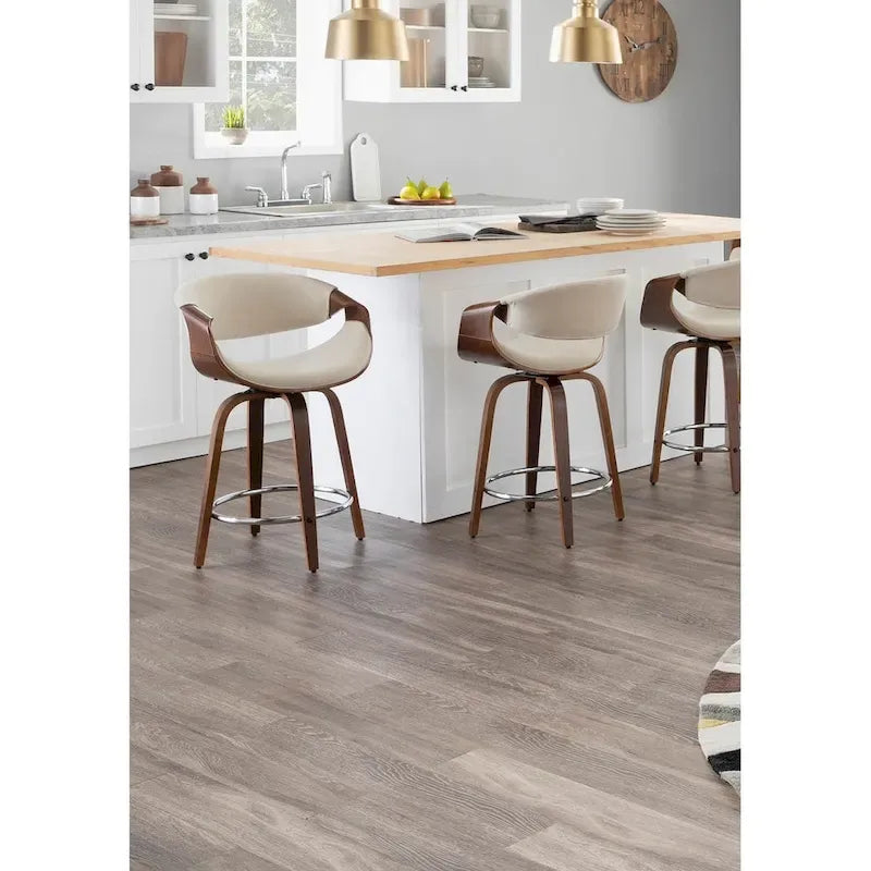 Carson Carrington Sauda 24 Fixed-Height Counter Stools with Bent Wood Legs & Round Footrest (Set of 2)