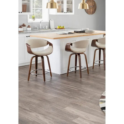 Carson Carrington Sauda 24 Fixed-Height Counter Stools with Bent Wood Legs & Round Footrest (Set of 2)