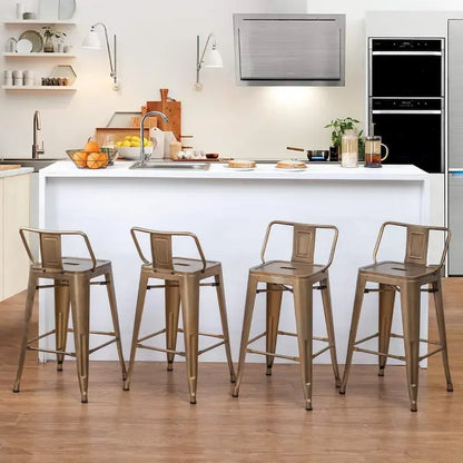 Industrial bar stools Set of 4Metal Bar Stools