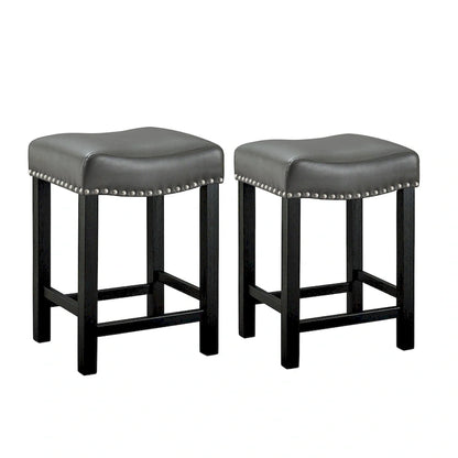Steve Silver Ariana Gray Faux Leather Counter Stool - Set of 2