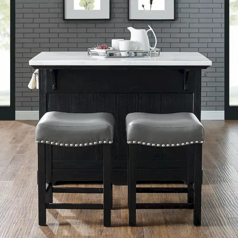 Steve Silver Ariana Gray Faux Leather Counter Stool - Set of 2
