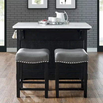 Steve Silver Ariana Gray Faux Leather Counter Stool - Set of 2