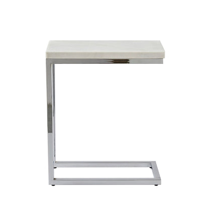 Steve Silver Eden White Marble Top Chairside Table