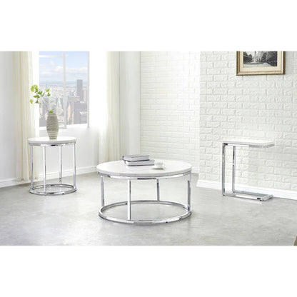 Steve Silver Eden White Marble Top Chairside Table