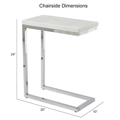 Steve Silver Eden White Marble Top Chairside Table
