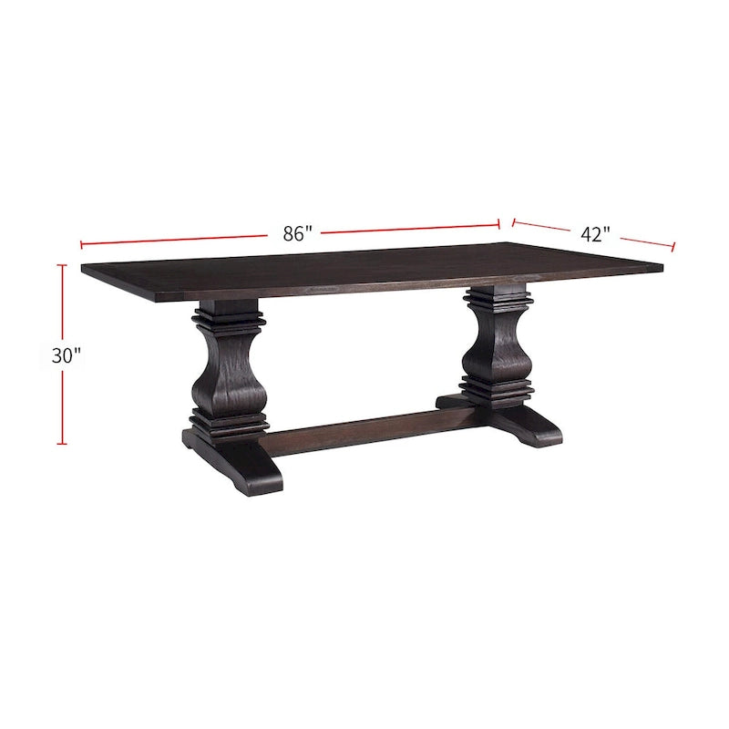 Rectangular Wood Dining Table in Rustic Espresinso