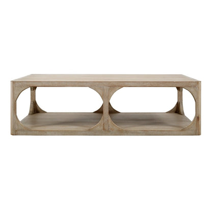 Artissance Reclaimed Wood Peking Ming Coffee Table, Small, 55 Inch Long, Weathered White Wash