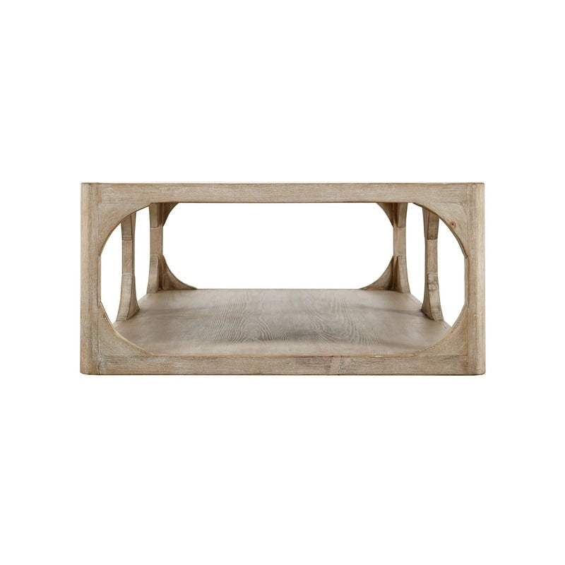 Artissance Reclaimed Wood Peking Ming Coffee Table, Small, 55 Inch Long, Weathered White Wash