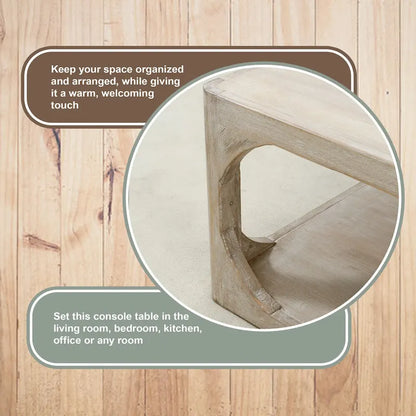 Artissance Reclaimed Wood Peking Ming Coffee Table, Small, 55 Inch Long, Weathered White Wash