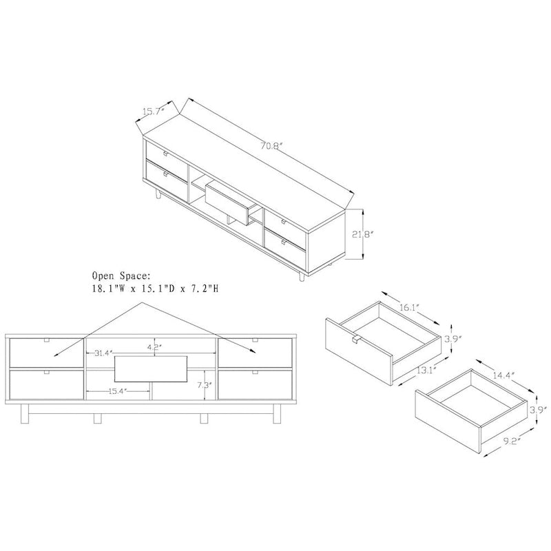 Yave Mid-century Modern White 70-inch Wood 2-Drawer TV Console by Furniture of America