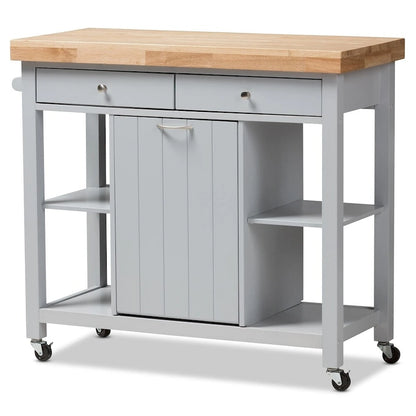 The Gray Barn Muckross Farmhouse Grey Wood Kitchen Cart