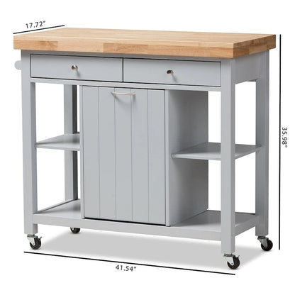 The Gray Barn Muckross Farmhouse Grey Wood Kitchen Cart