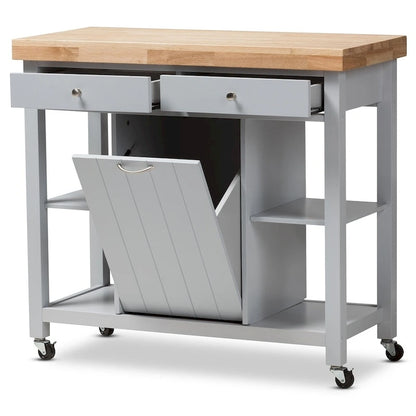 The Gray Barn Muckross Farmhouse Grey Wood Kitchen Cart