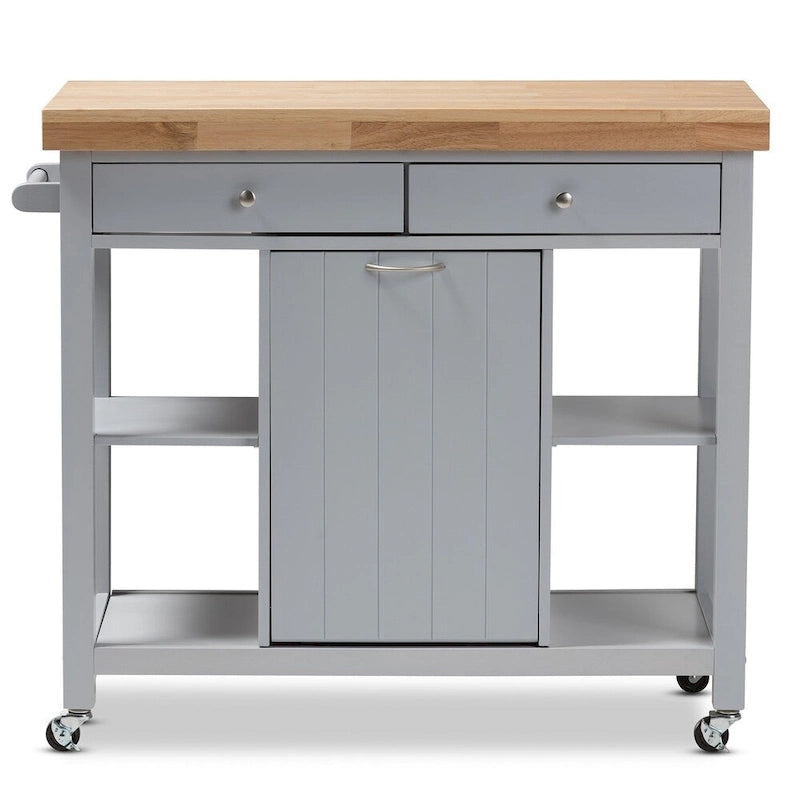The Gray Barn Muckross Farmhouse Grey Wood Kitchen Cart