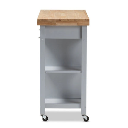 The Gray Barn Muckross Farmhouse Grey Wood Kitchen Cart