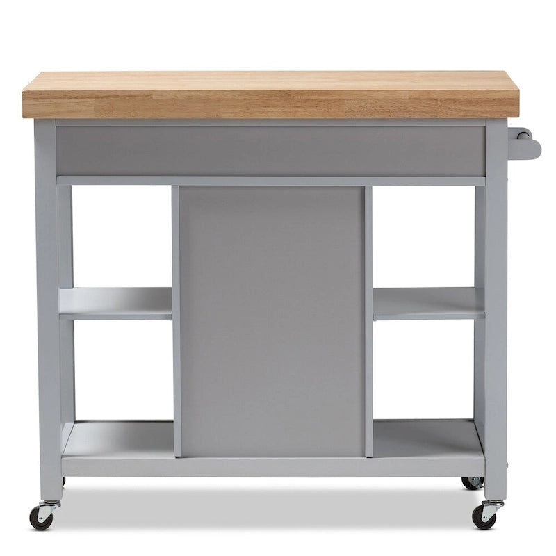 The Gray Barn Muckross Farmhouse Grey Wood Kitchen Cart