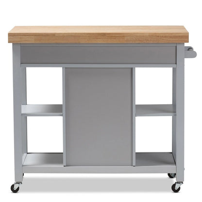 The Gray Barn Muckross Farmhouse Grey Wood Kitchen Cart