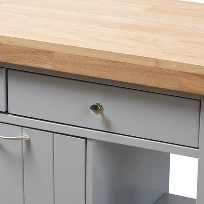 The Gray Barn Muckross Farmhouse Grey Wood Kitchen Cart