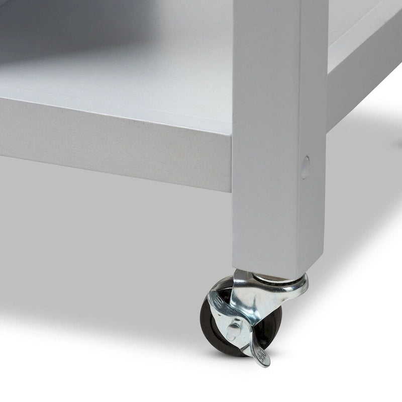 The Gray Barn Muckross Farmhouse Grey Wood Kitchen Cart