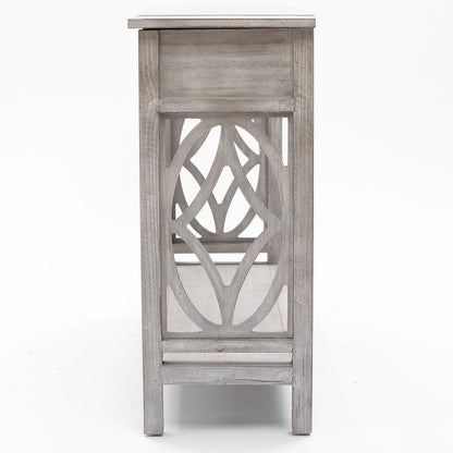 Grey Washed Wood 2-Drawer 1-Shelf Console and Entry Table - 32.7 H x 47.2 W x 13.8 D