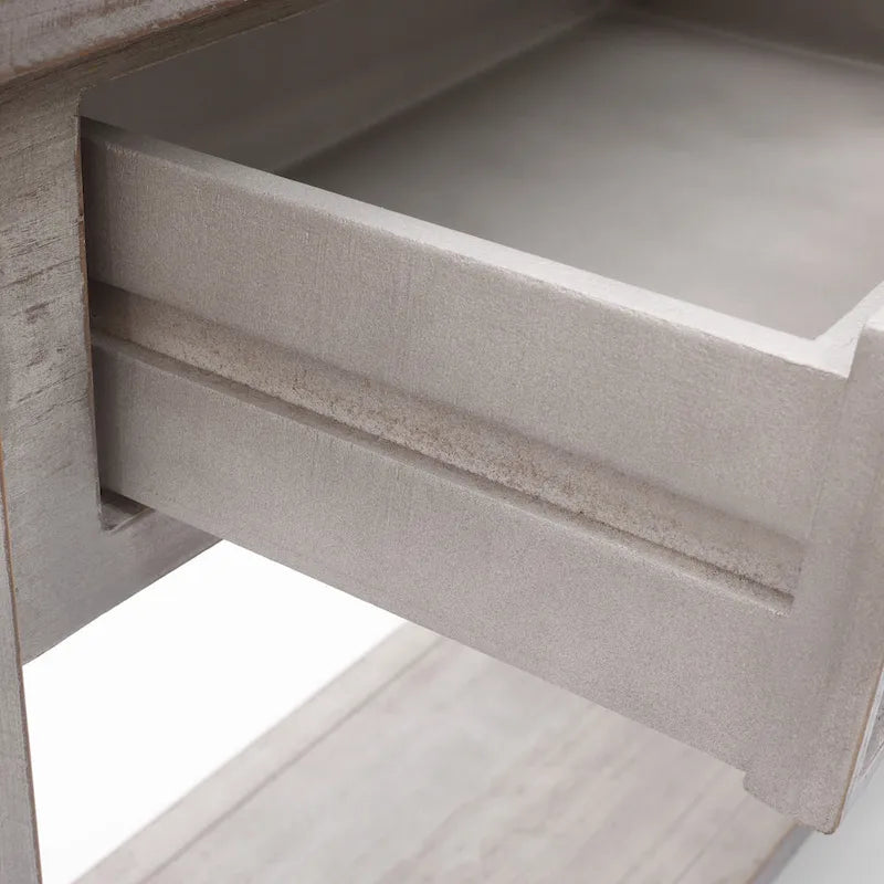 Grey Washed Wood 2-Drawer 1-Shelf Console and Entry Table - 32.7 H x 47.2 W x 13.8 D