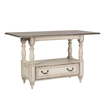 Magnolia Manor Antique White Weathered Bark Gathering Table