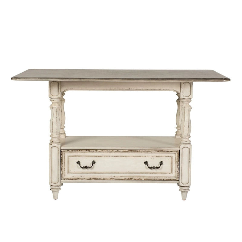 Magnolia Manor Antique White Weathered Bark Gathering Table