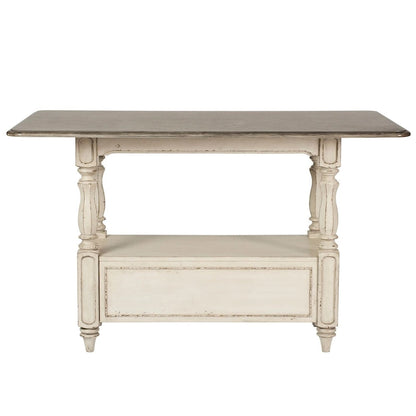Magnolia Manor Antique White Weathered Bark Gathering Table