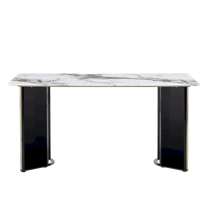 White Imitation Marble Rectangular Dining Table - White Marble