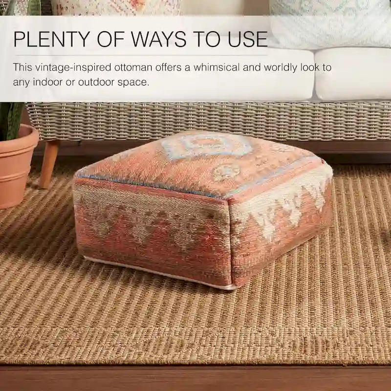 Ember Indoor and Outdoor Tribal Cube Pouf - 20X20X8