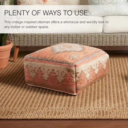 Ember Indoor and Outdoor Tribal Cube Pouf - 20X20X8