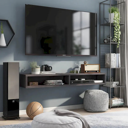 DH BASIC Wall-Mounted Gray 60 Open Shelf TV Console by Denhour