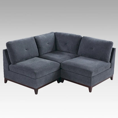 3 Piece Chenille Fabric Modular Corner Sofa and Armless Chair Set
