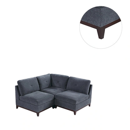 3 Piece Chenille Fabric Modular Corner Sofa and Armless Chair Set