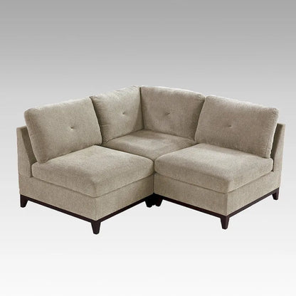 3 Piece Chenille Fabric Modular Corner Sofa and Armless Chair Set